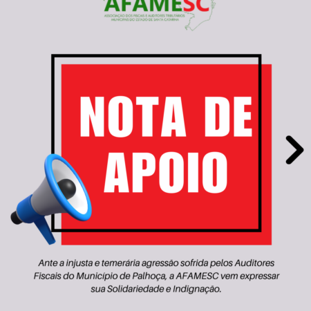 NOTA DE APOIO aos Auditores Fiscais do Município de Palhoça